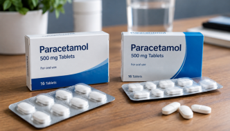 Generic and brand-name medicine boxes with blister packs and tablets